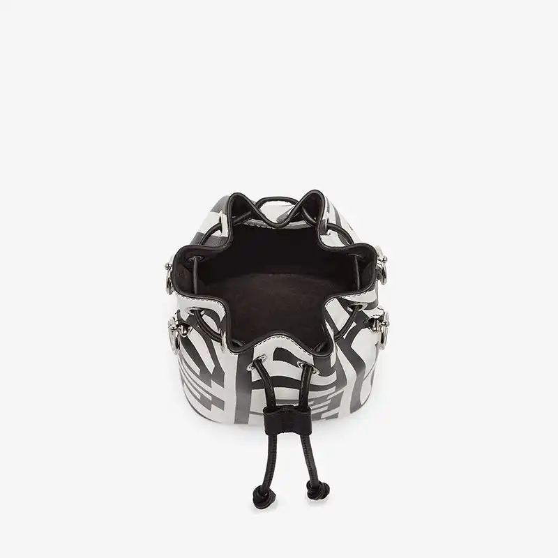 Affordable Affordable Fendi Mini Mon Tresor Bucket Bag In Fendi Roma Capsule Leather Black White 0130