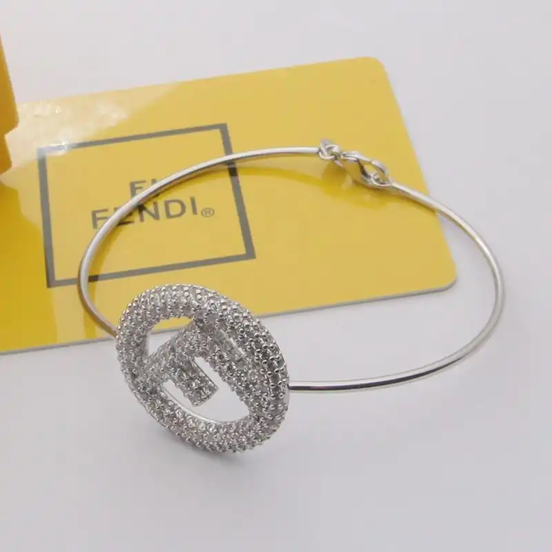 Affordable F is Fendi Clip Bracelet In Crystal Metal Palladium 0131