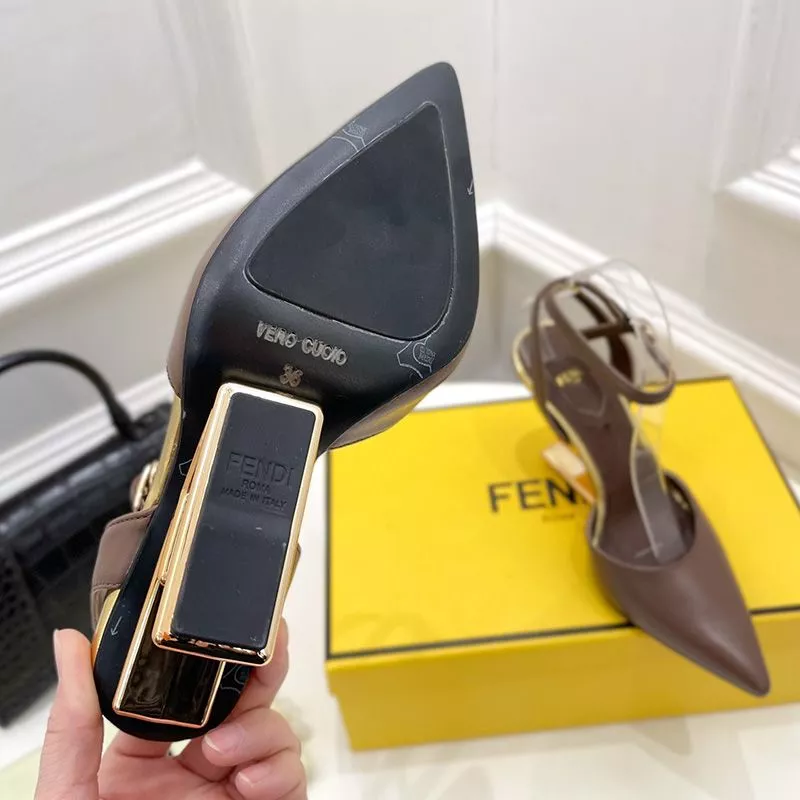 Affordable Affordable Fendi First Slingback Pumps Women Calf Leather Coffee 0119