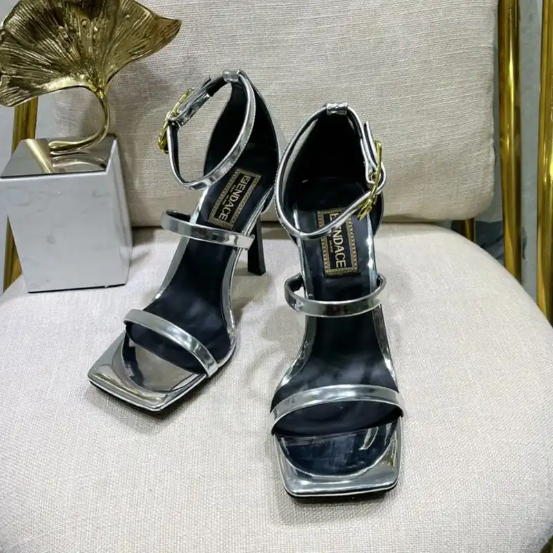 Affordable Affordable Fendi 110 Sandals with Fendace Embellished Women Patent Leather Silver 0127