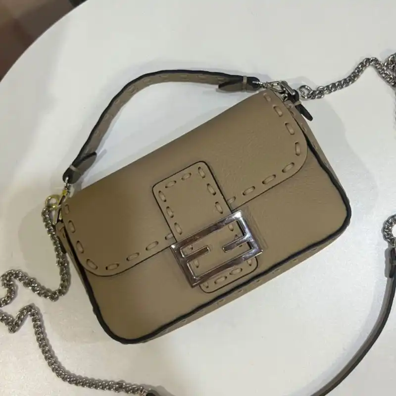 Affordable Affordable Fendi Mini Baguette Selleria Bag In Cuoio Romano Leather Khaki 0130