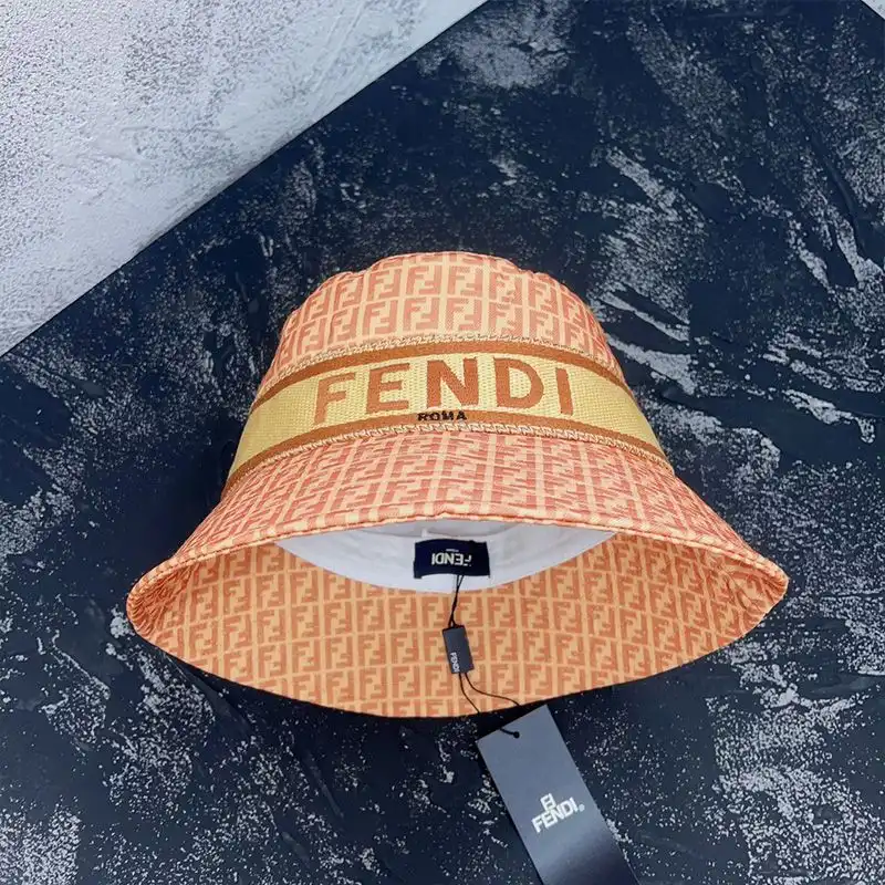 Affordable Affordable Fendi Bucket Hat In Fendi Roma and FF Motif Cotton Apricot 0123