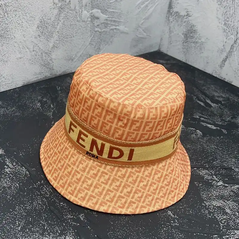 Affordable Fendi Bucket Hat In Fendi Roma and FF Motif Cotton Apricot 0123