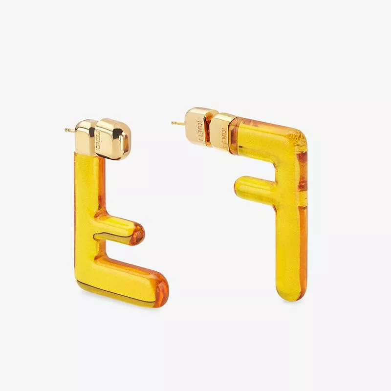 Affordable Fendi Small FF Earrings In Plexiglass Yellow 0112