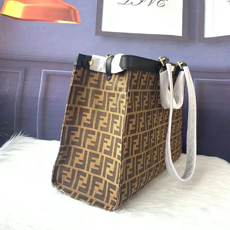 Affordable Affordable Fendi Medium Peekaboo X-Tote In FF Motif Fabric Coffee Black 0126