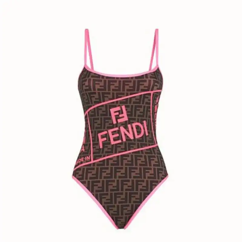 Affordable Fendi Swimsuit Women Fendi Roma Amor Motif Lycra Brown Pink 0129