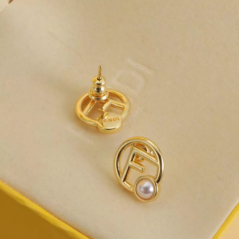 Affordable Affordable F is Fendi Stud Earrings In Metal with Pearl Gold 0112