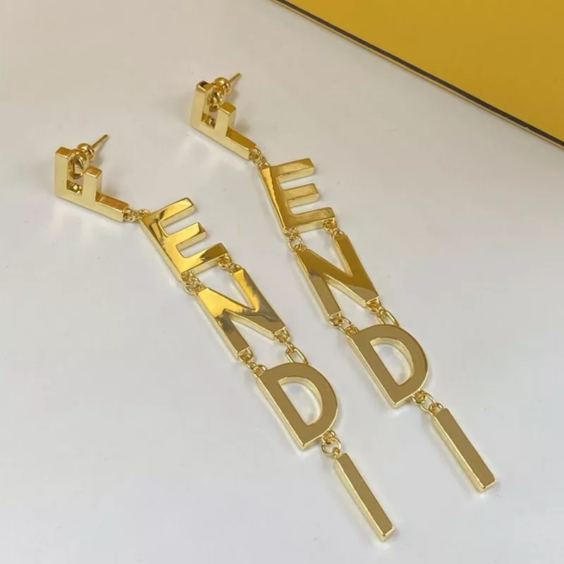 Cheap Affordable Fendi Fendigraphy Drop Earrings In Metal Gold 0112