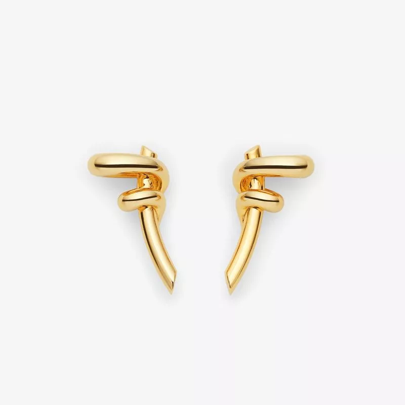 Affordable Fendi Filo F Earrings In Metal Gold 0120