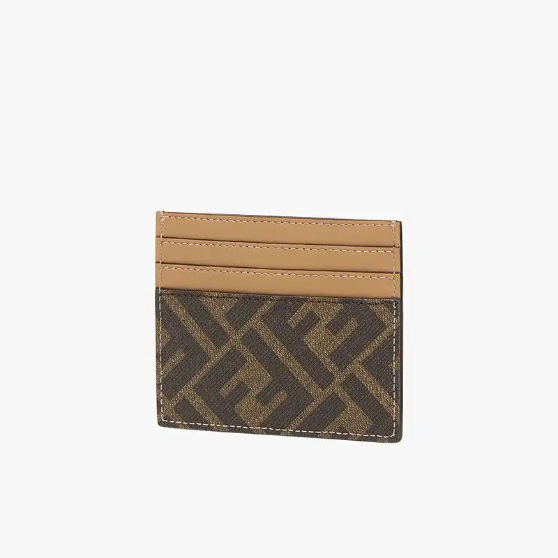 Affordable Affordable Fendi Card Holder In FF Motif Fabric Brown Black 0125