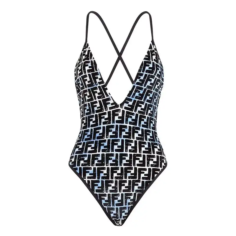 Affordable Affordable Fendi Crisscross Swimsuit Women Joshua Vides FF Motif Lycra Black 0124