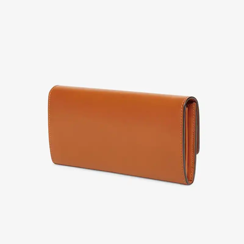 Affordable Affordable Fendi Continental Wallet In ROMA Logo Calf Leather Brown 0125