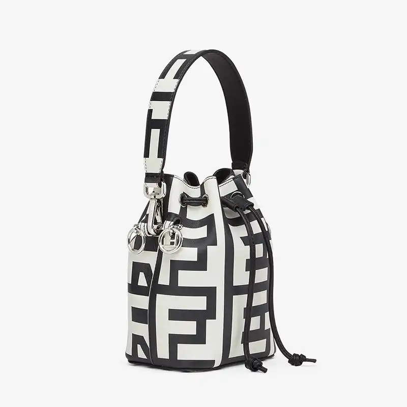 Affordable Affordable Fendi Mini Mon Tresor Bucket Bag In Fendi Roma Capsule Leather Black White 0130