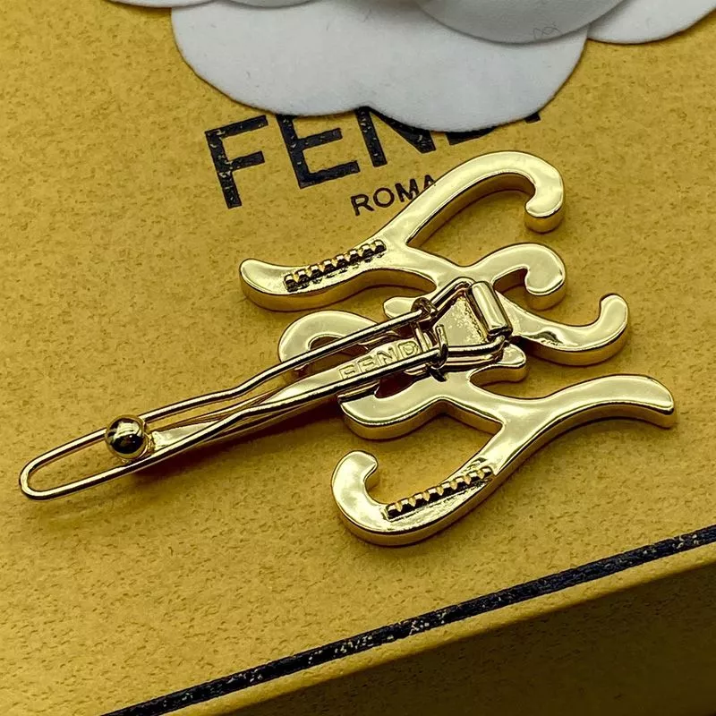 Affordable Affordable Fendi Karligraphy Hair Clip In Metal with Enamel Gold Purple 0120