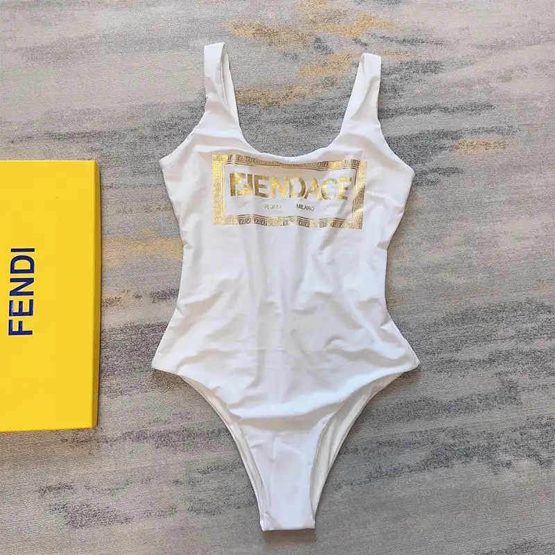 Affordable Fendi Swimsuit Women Fendace Motif Lycra White 0129