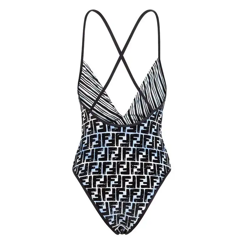 Affordable Affordable Fendi Crisscross Swimsuit Women Joshua Vides FF Motif Lycra Black 0124