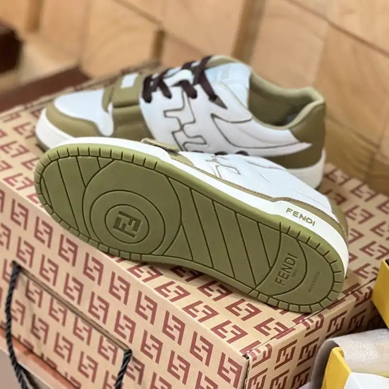 Affordable Affordable Fendi Match Compact Sneakers with Fendi Strap Unisex Leather White Green 0127