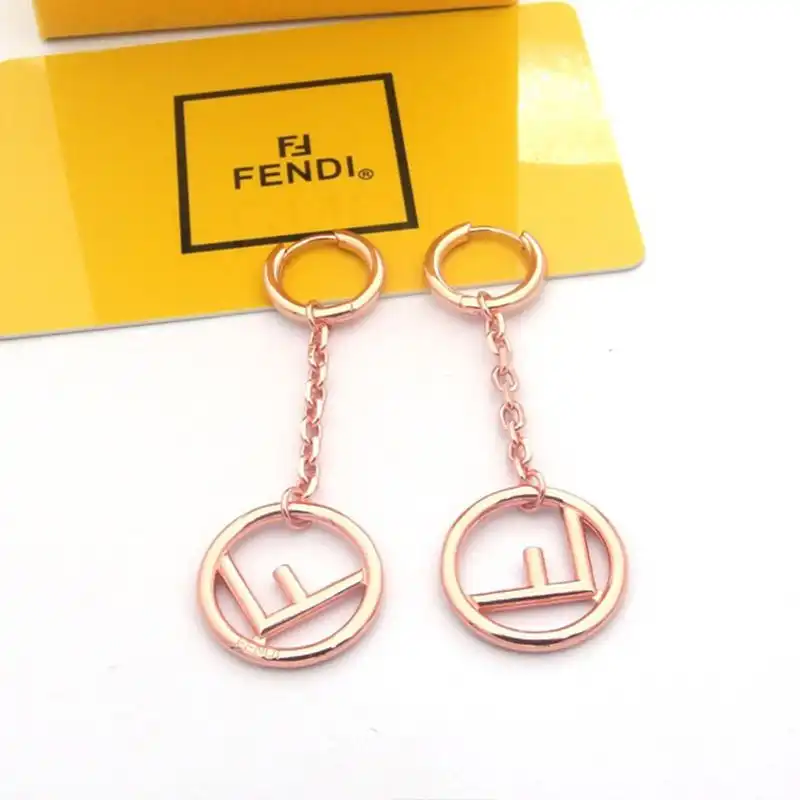 Affordable F is Fendi Chain Pendant Earrings In Metal Rose Gold 0131