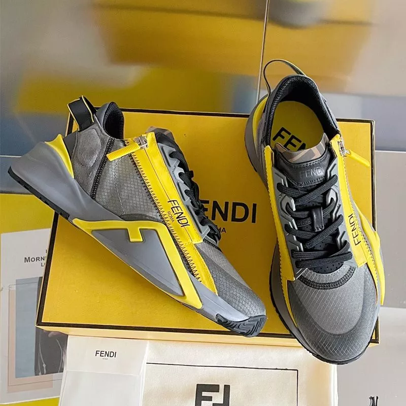 Affordable Fendi Flow Sneakers Men Mesh and Suede Black 0119