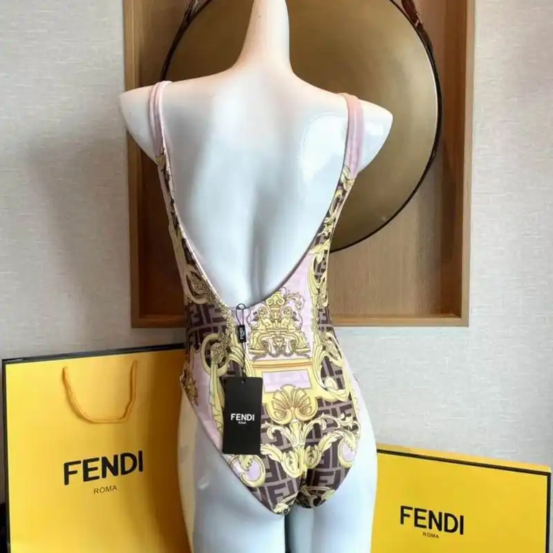 Affordable Affordable Fendi Reversible Swimsuit Women Fendace Baroque Motif Lycra Pink Brown 0129