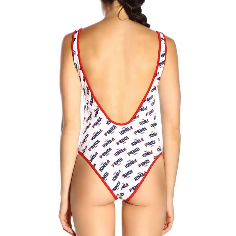 Affordable Affordable Fendi Swimsuit Women Fila Motif Lycra White Red 0129