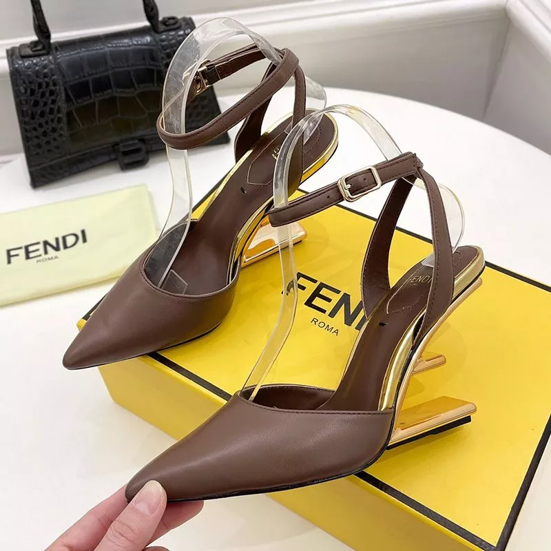 Affordable Fendi First Slingback Pumps Women Calf Leather Coffee 0119