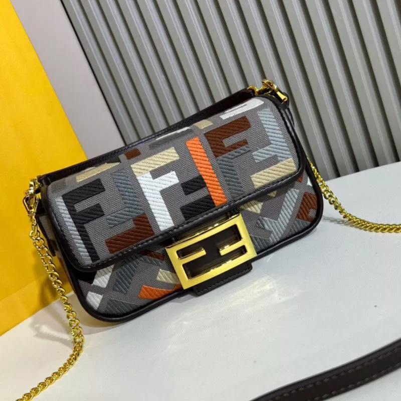 Affordable Affordable Fendi Mini Baguette Bag In FF Motif Canvas Multi Grey 0117