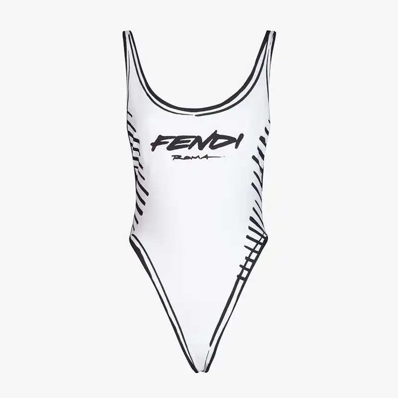 Affordable Fendi Swimsuit Women Joshua Vides Motif Lycra White 0129