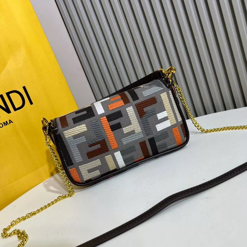 Affordable Affordable Fendi Mini Baguette Bag In FF Motif Canvas Multi Grey 0117