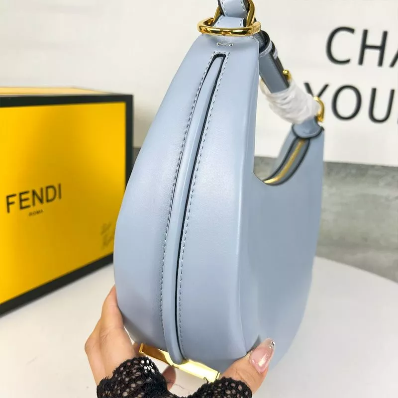 Cheap Affordable Fendi Small Fendigraphy Hobo Bag In Calf Leather Sky Blue 0117