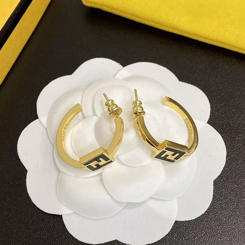 Affordable Fendi Small Forever Circular Earrings In Metal with Enamel Gold Black 0112