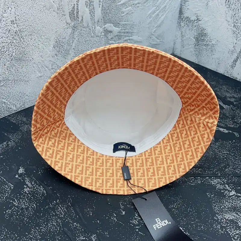 Affordable Affordable Fendi Bucket Hat In Fendi Roma and FF Motif Cotton Apricot 0123