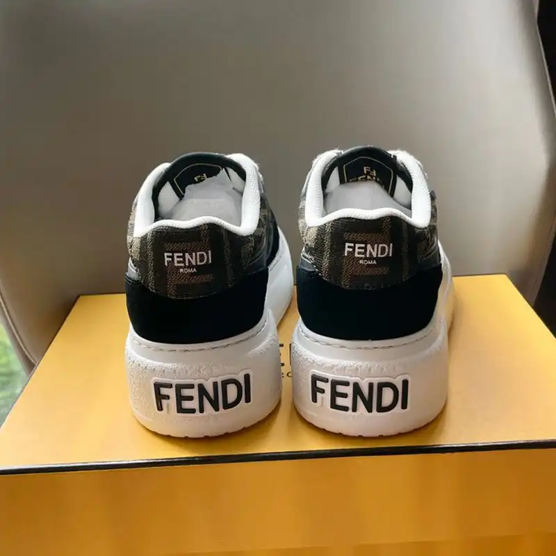 Affordable Affordable Fendi Match Platform Sneakers Women FF Motif Fabric and Suede Brown Black 0127