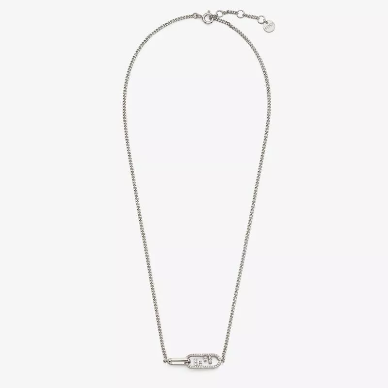 Affordable Fendi O'Lock Necklace In Metal with Crystals Palladium 0120