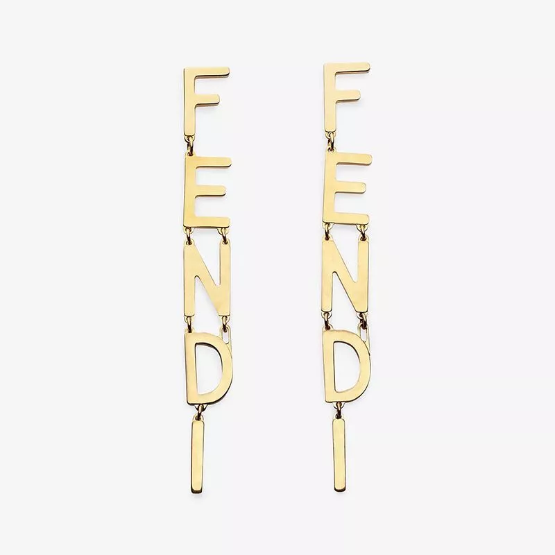 Affordable Fendi Fendigraphy Drop Earrings In Metal Gold 0112