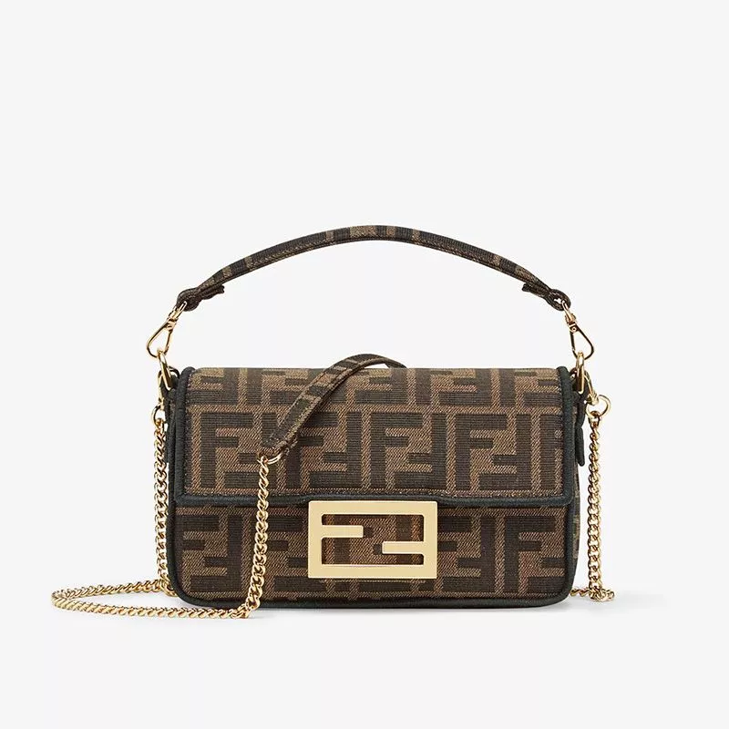 Affordable Fendi Mini Baguette Bag In FF Motif Fabric Brown 0118