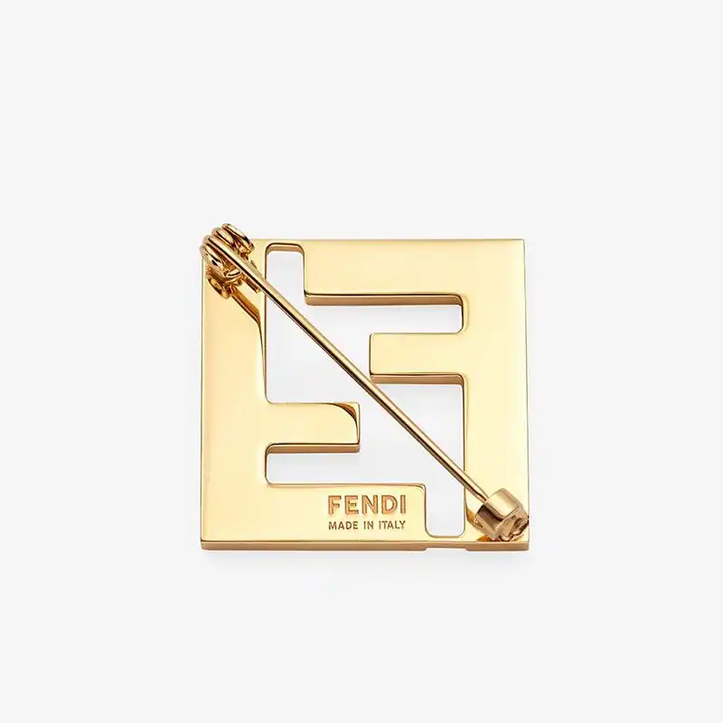 Affordable Affordable Fendi Forever Brooch In Enameled Metal Gold White 0131