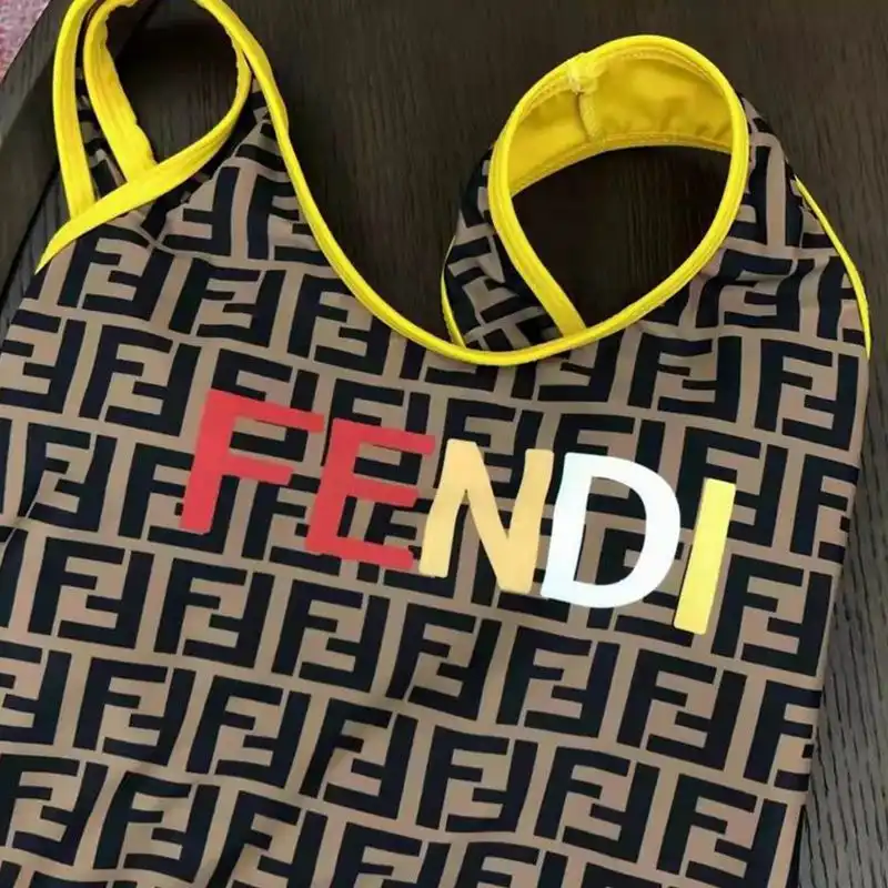 Affordable Affordable Fendi Swimsuit Women Logo FF Motif Lycra Grey Yellow 0129