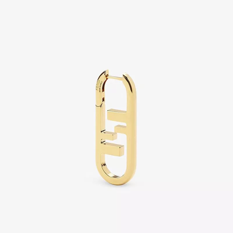 Affordable Fendi Small O'Lock Oval Earrings In Metal Gold 0112