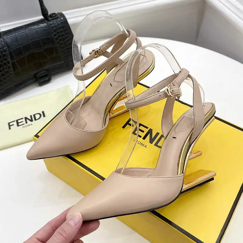 Affordable Fendi First Slingback Pumps Women Calf Leather Beige 0127