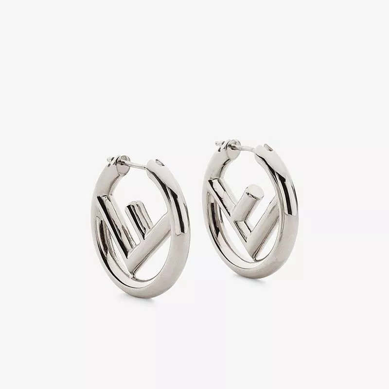 Affordable F is Fendi Small Hoop Earrings In Metal Palladium 0112