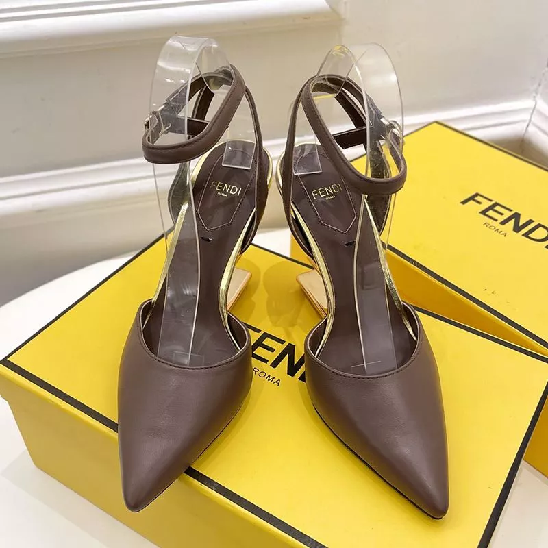 Affordable Affordable Fendi First Slingback Pumps Women Calf Leather Coffee 0119