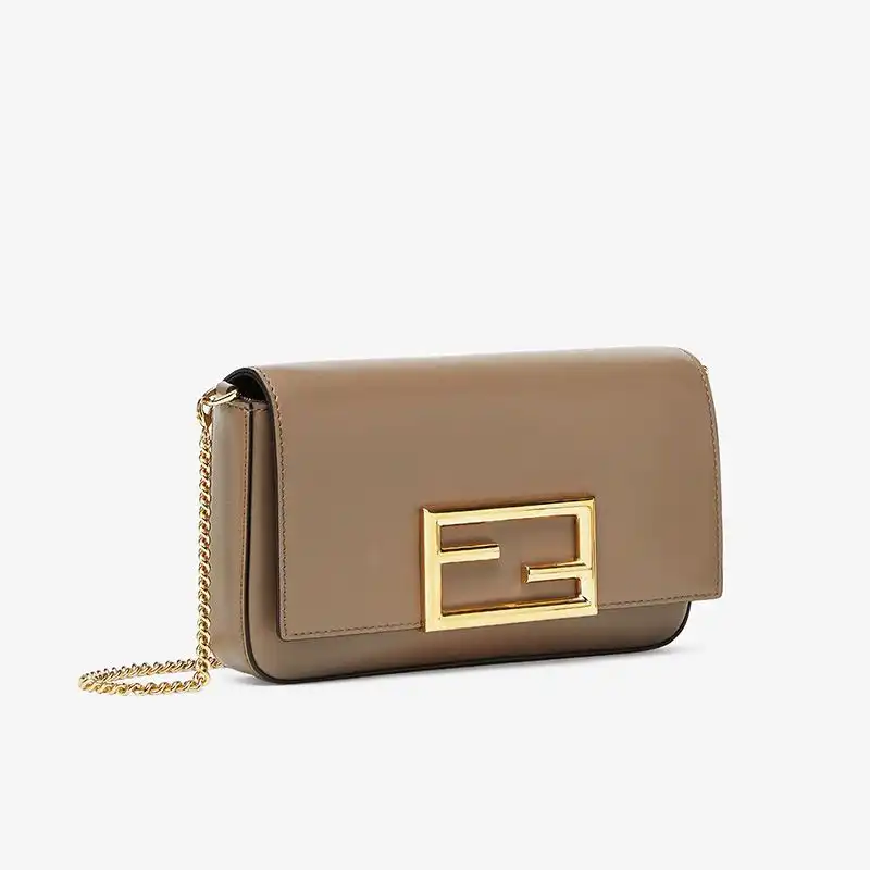 Affordable Affordable Fendi FF Wallet On Chain With Pouches In Calf Leather Grey 0125