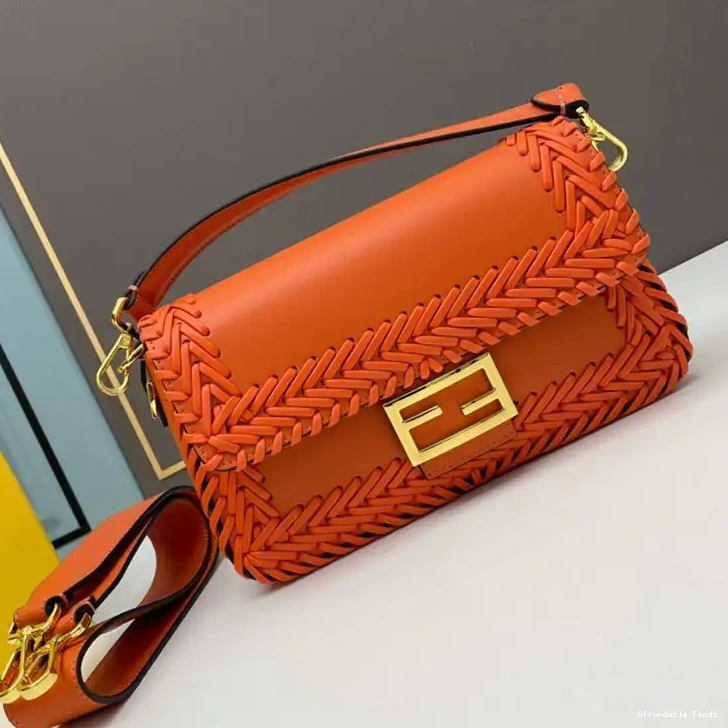 Affordable Affordable Orange Stitching Bag Leather Fendi Baguette Medium In 0220