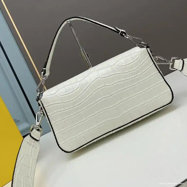 Affordable Affordable White Baguette Medium Crocodile Bag Fendi In Leather 0210