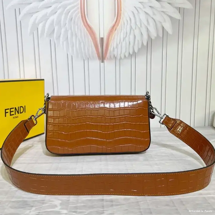 Affordable Affordable Tiffany Baguette Medium Bag Leather Fendi Brown In Crocodile 0211