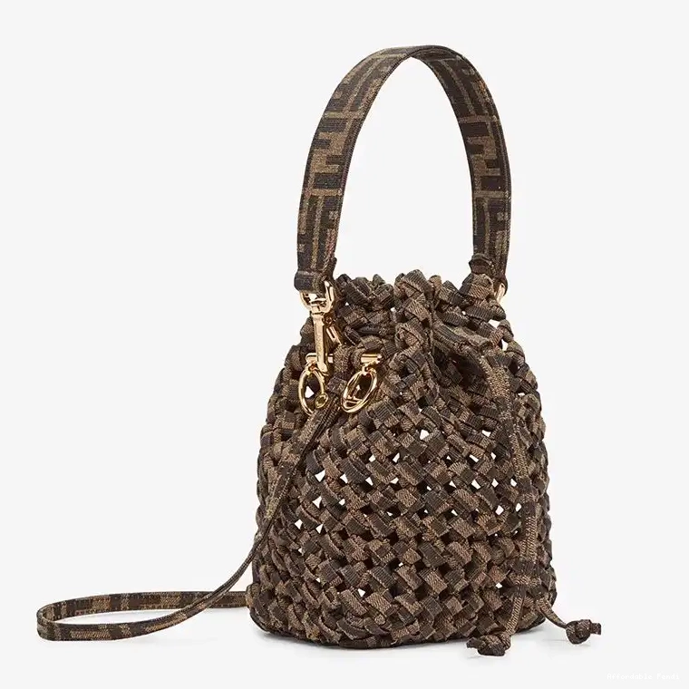 Affordable Affordable Fabric Fendi Mini Bucket Interlace Mon Tresor Coffee In Bag 0226