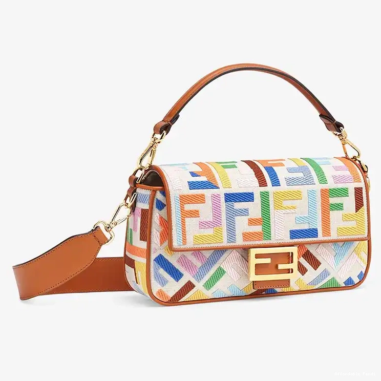 Cheap Affordable Baguette Motif Fendi Multicolor Canvas FF In Bag Medium 0220