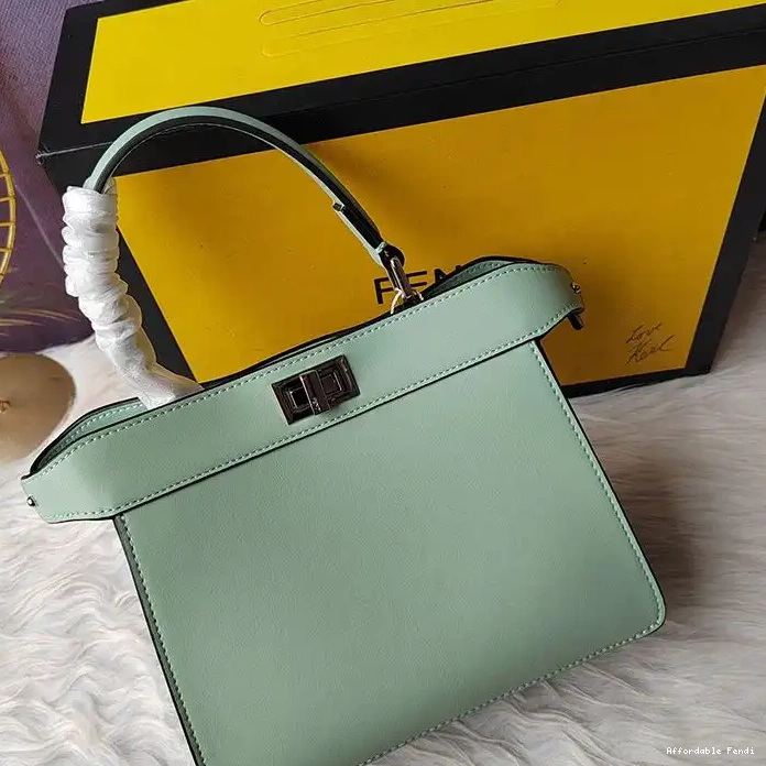 Cheap Affordable Leather Petite Bag Peekaboo In Green ISeeU Fendi Nappa 0213