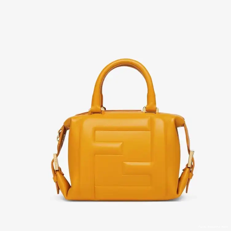 Cheap Affordable Yellow FF Leather Fendi Bag Nappa Mini In Cube 0220